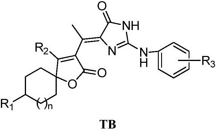 A kind of 5-(butenolactone-3-ethylene)-2-aminoimidazolidinone compound, preparation method and application thereof