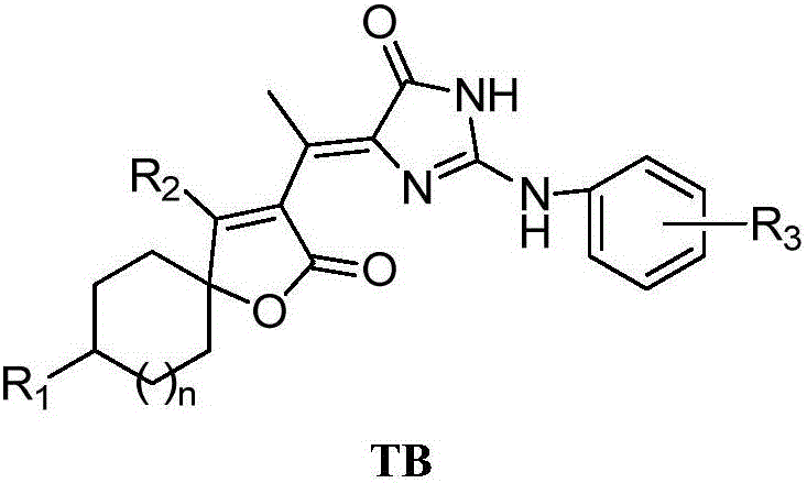 A kind of 5-(butenolactone-3-ethylene)-2-aminoimidazolidinone compound, preparation method and application thereof