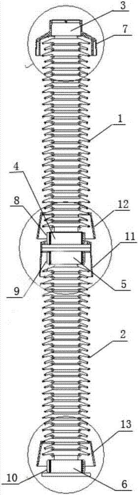 A three-element structure outdoor post insulator post