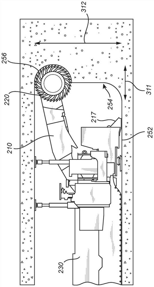 A mining machine adapted for extracting material from a deposit, and method for control thereof