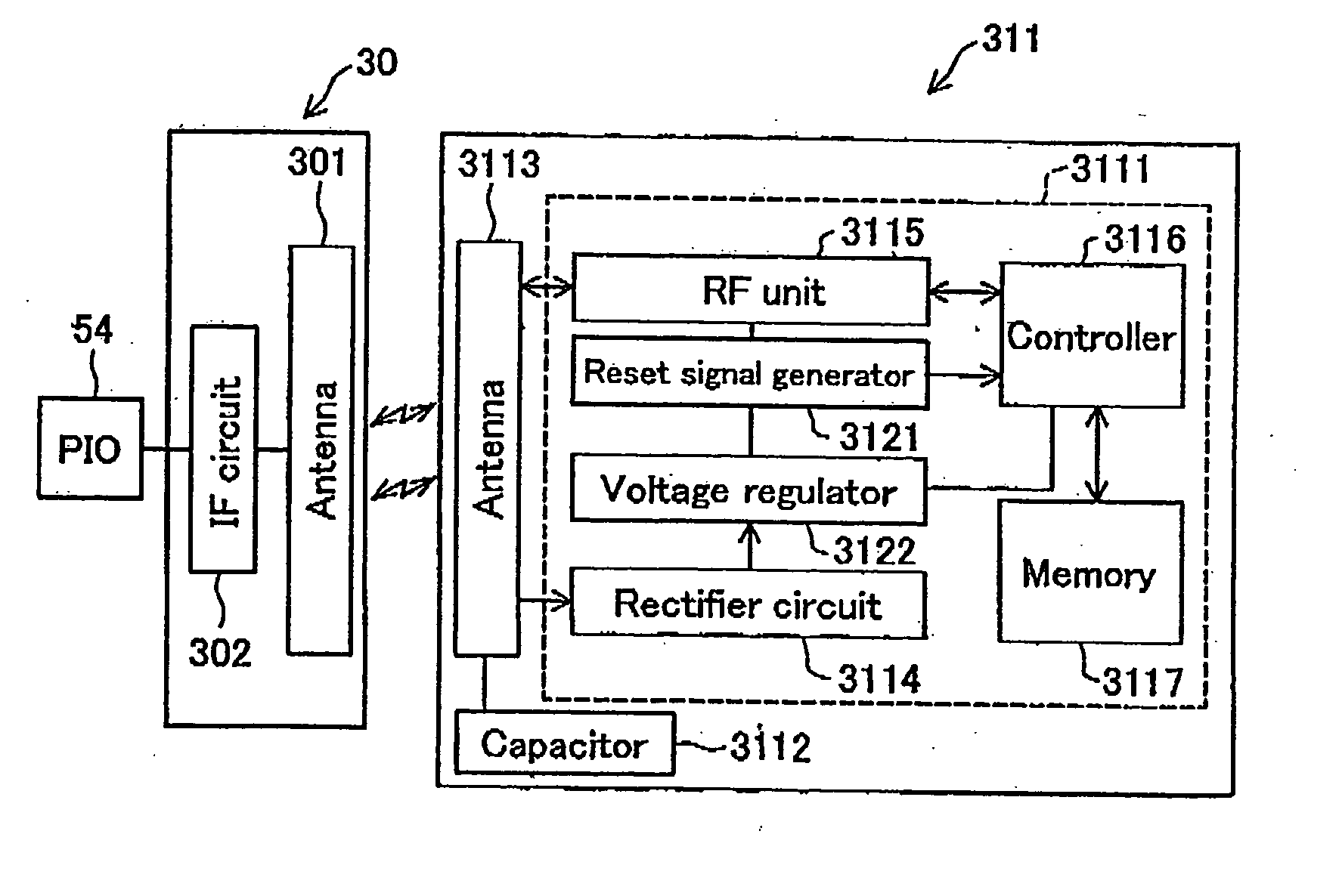 Non-contact communication between a device and its expendable container