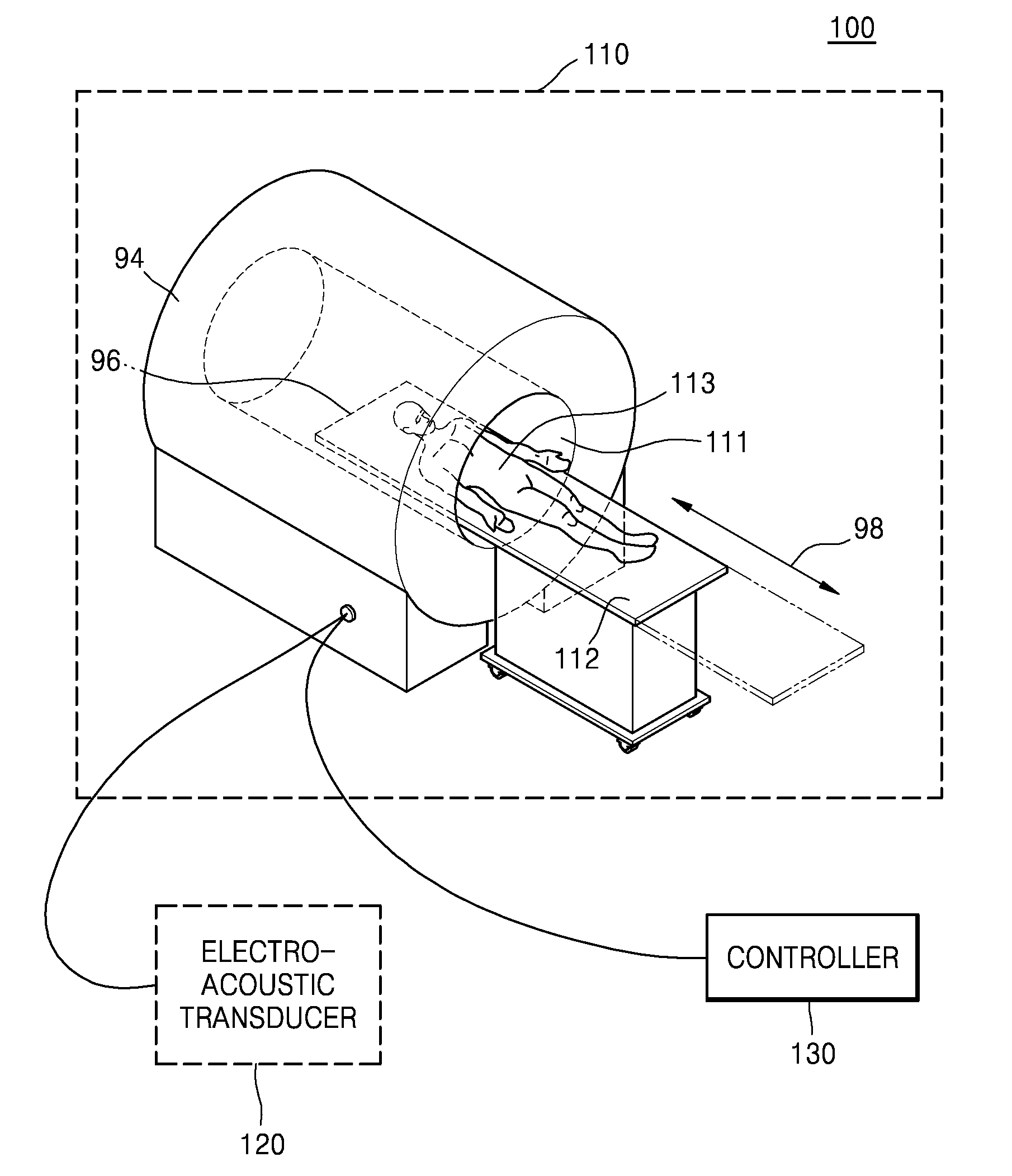 MRI acoustic system, acoustic output device, and electro-acoustic transducer