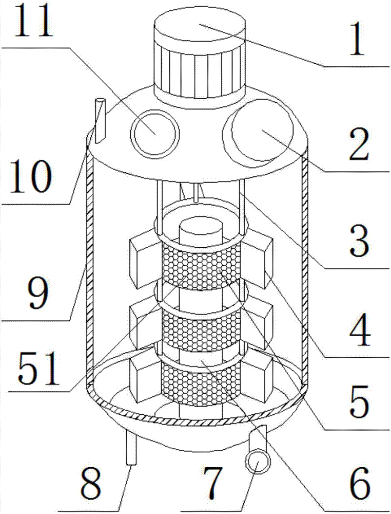Chemical fiber reaction vessel with cleaning and filtering functions