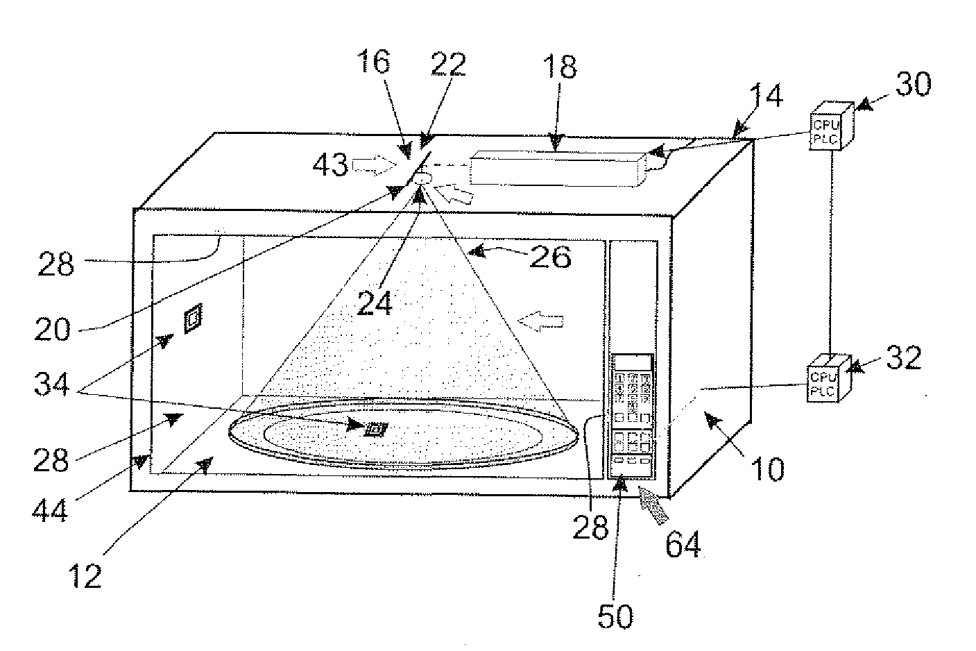 Method and apparatus for surface sanitizing of food products in a cooking appliance using ultraviolet light