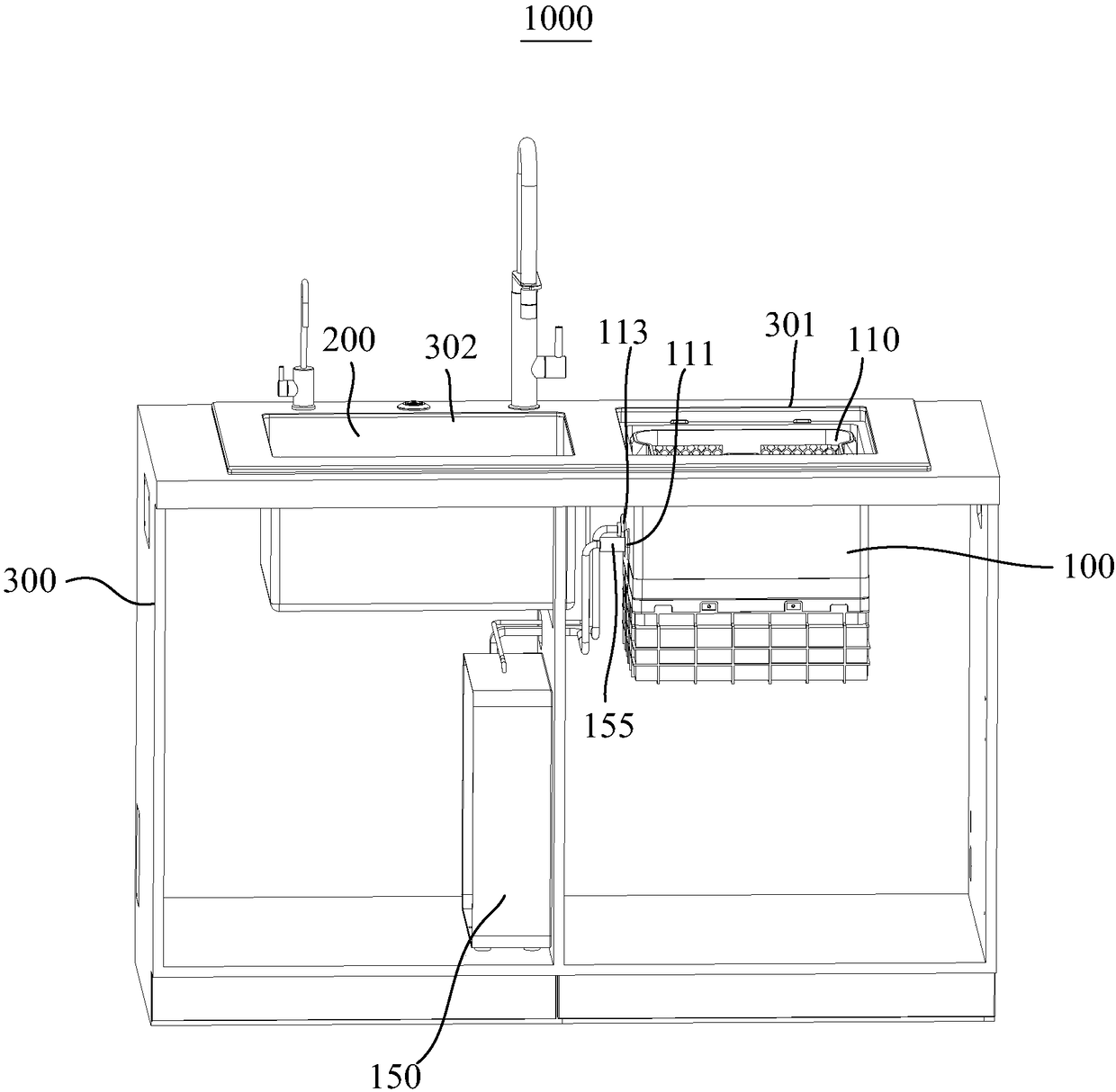 Cleaning device and combined kitchen appliance