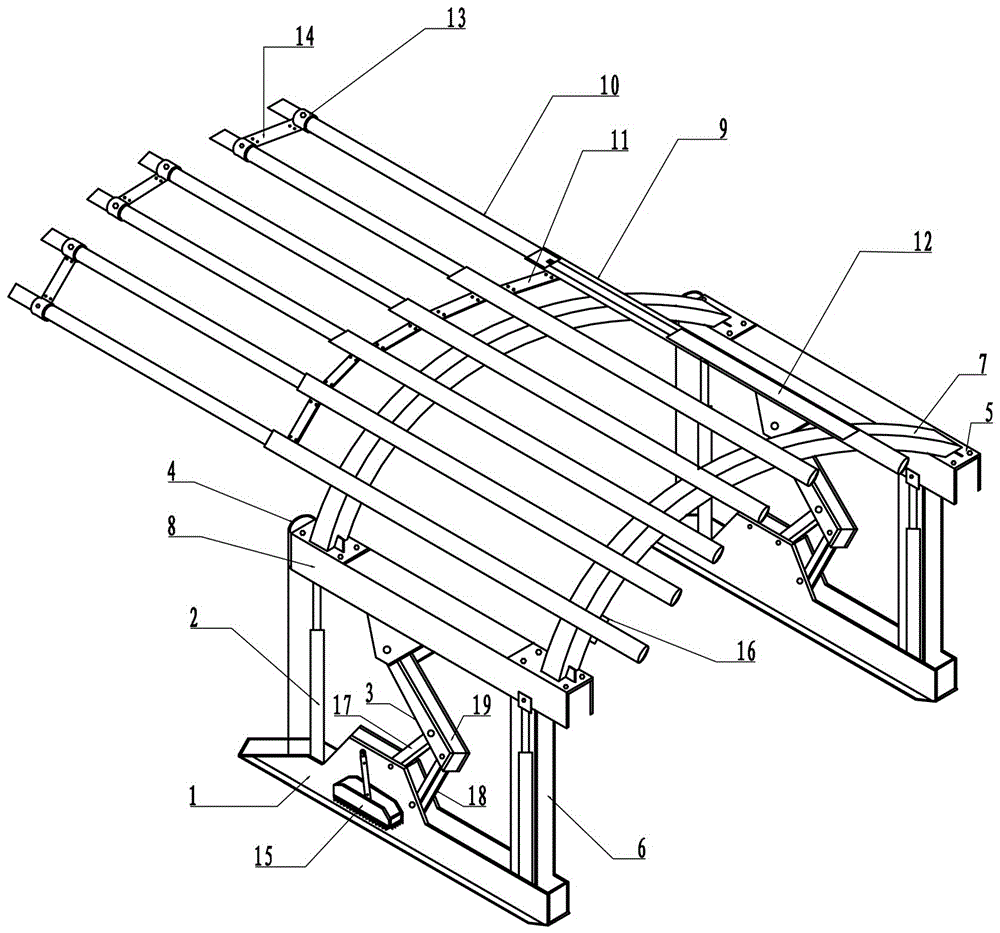 Framework landing self-moving type front telescopic advanced supporting device