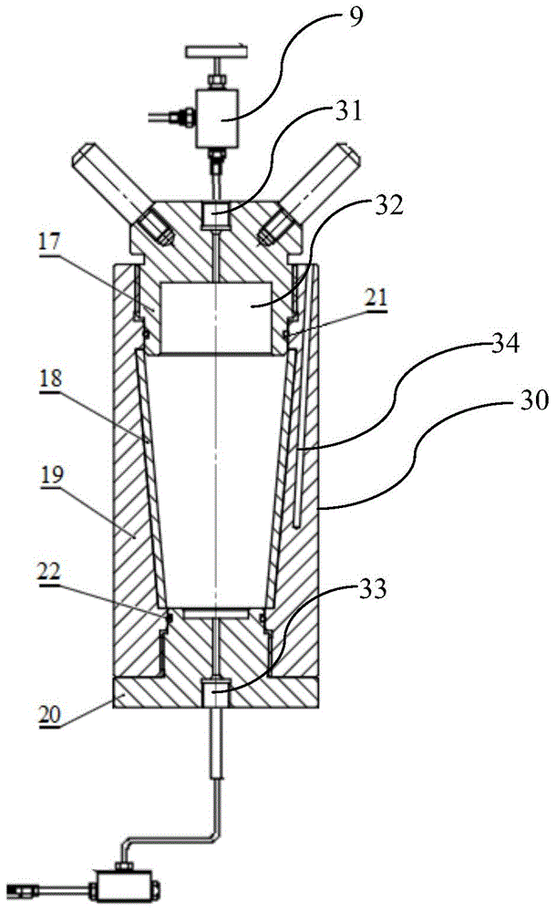 Device and method for testing self-repairing of oil well cement