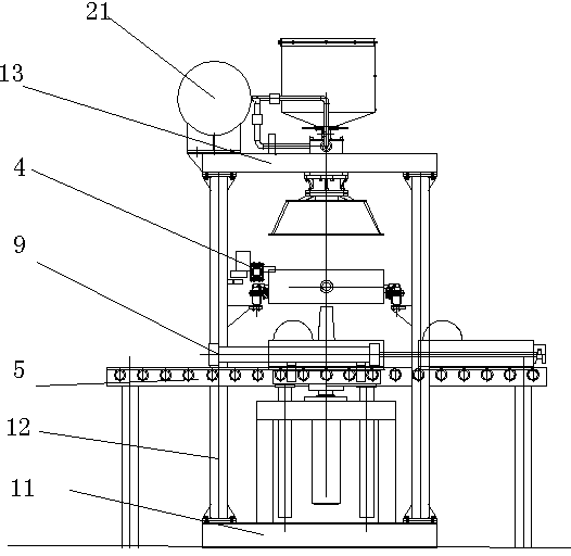 Sand-coating molding device and method for large metal mold