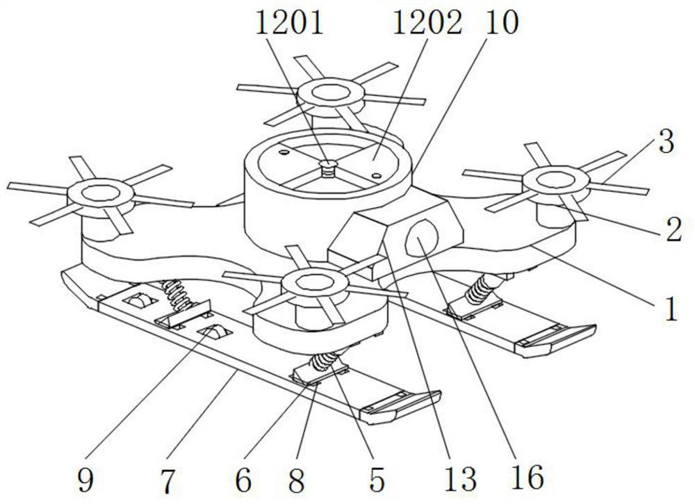 Unmanned aerial vehicle convenient for multi-angle shooting and having damping landing function