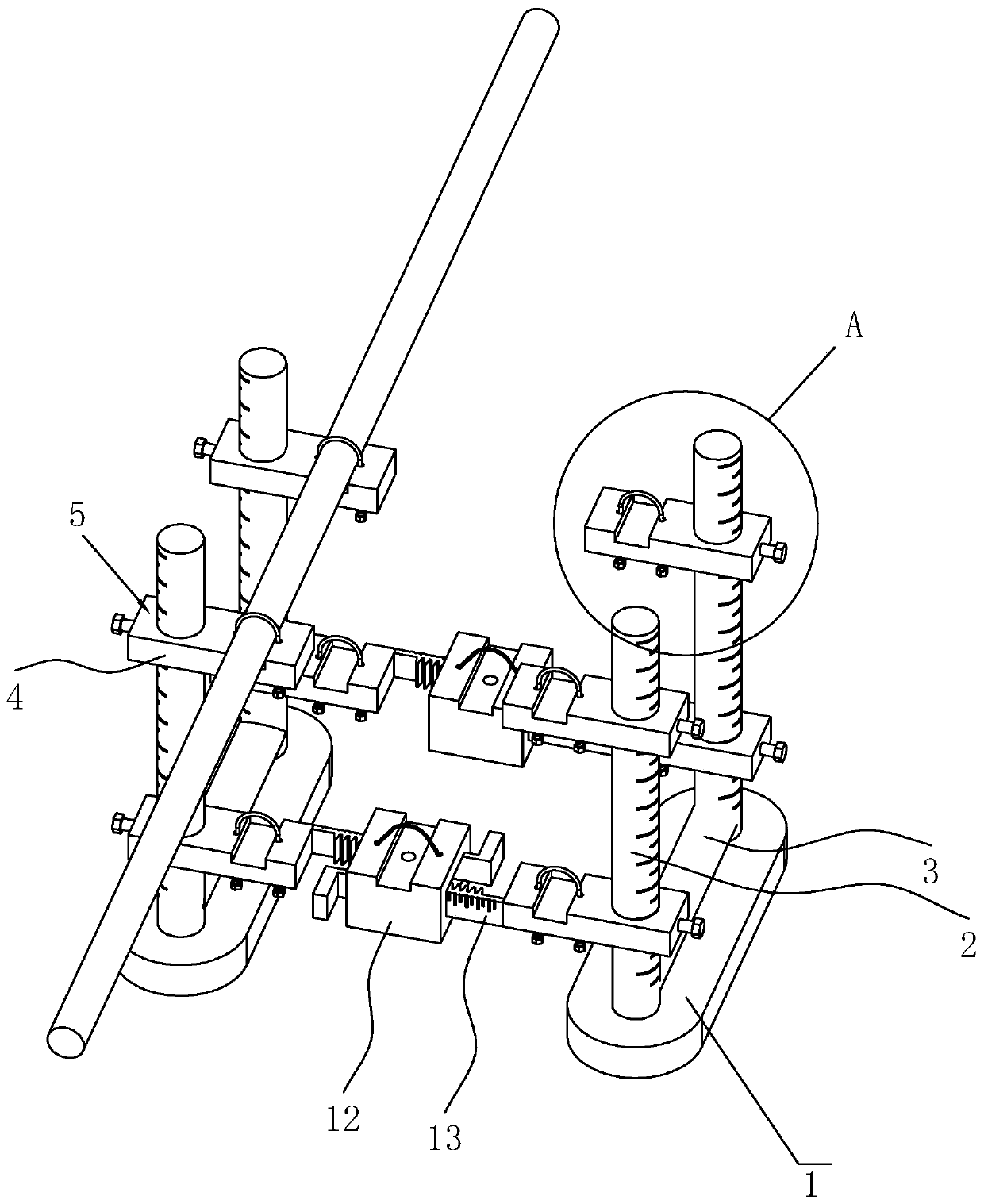 Pipe truss processing bed-jig and pipe truss manufacturing process