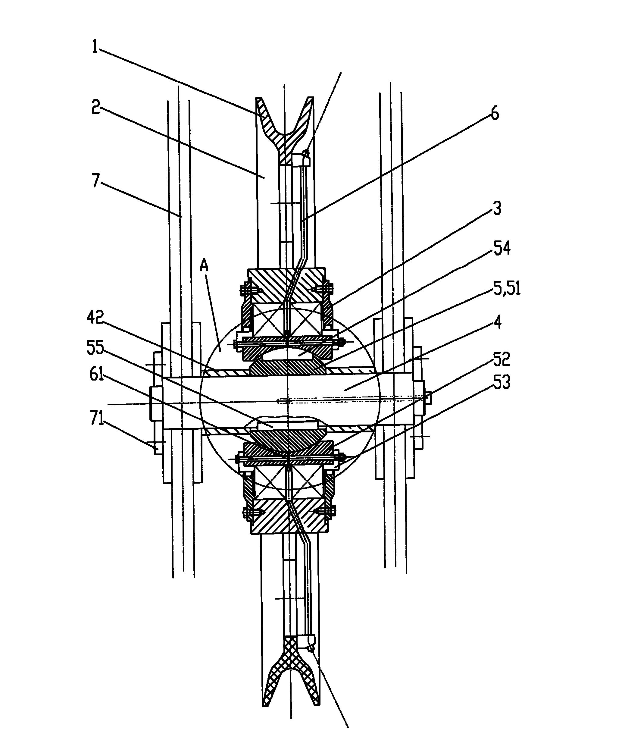 Jib-type crane pulley device