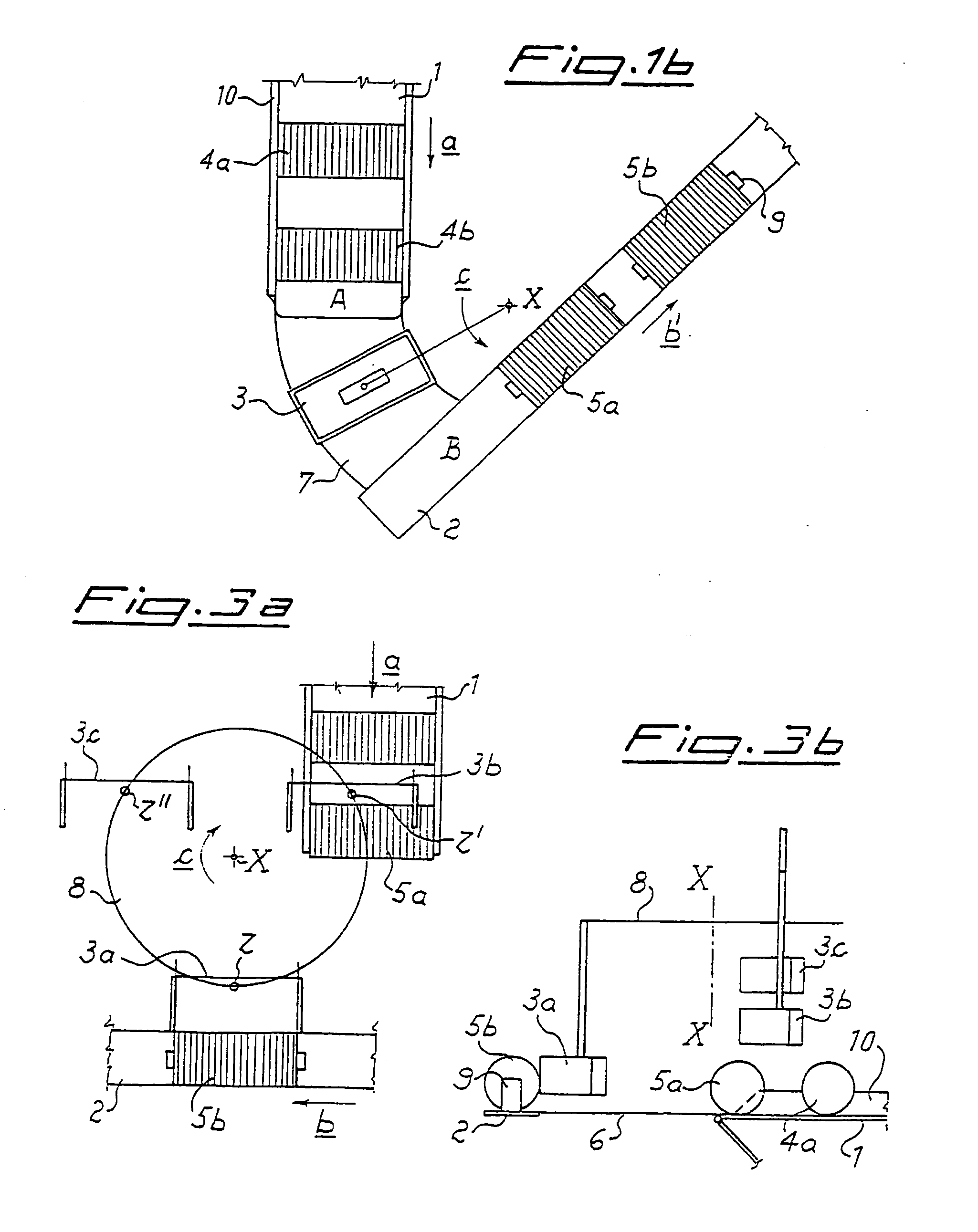 Transfer device for cylindrical stacks of products arranged on an edge