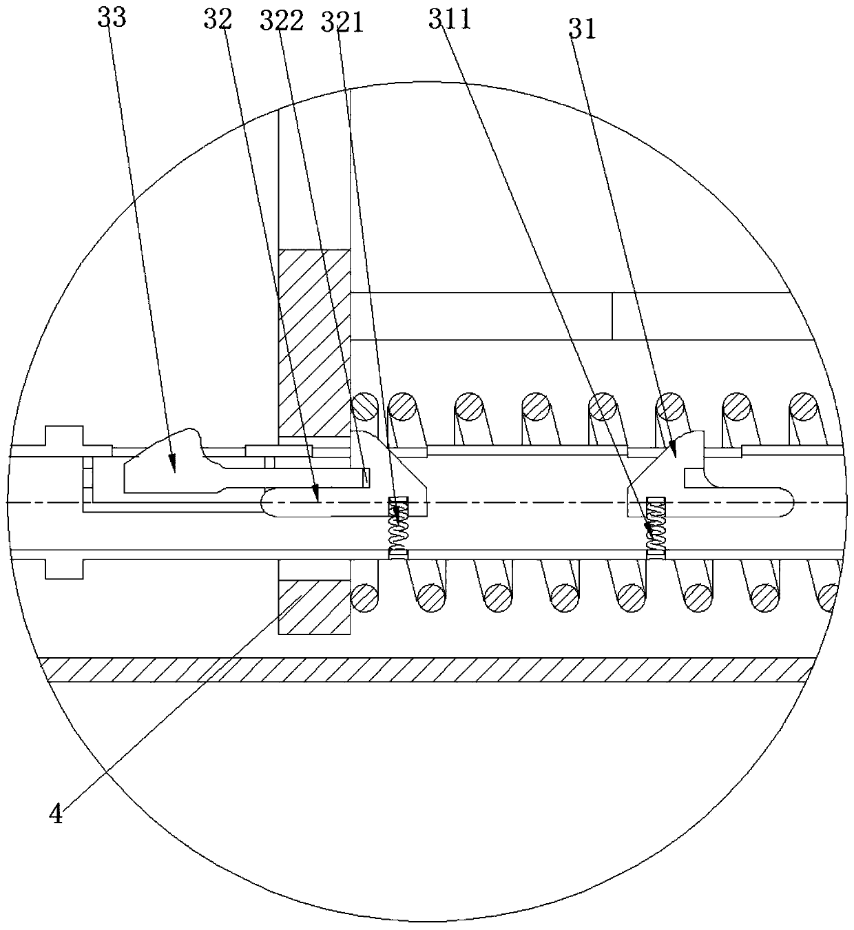 Foldable empennage spreading mechanism and spreading method