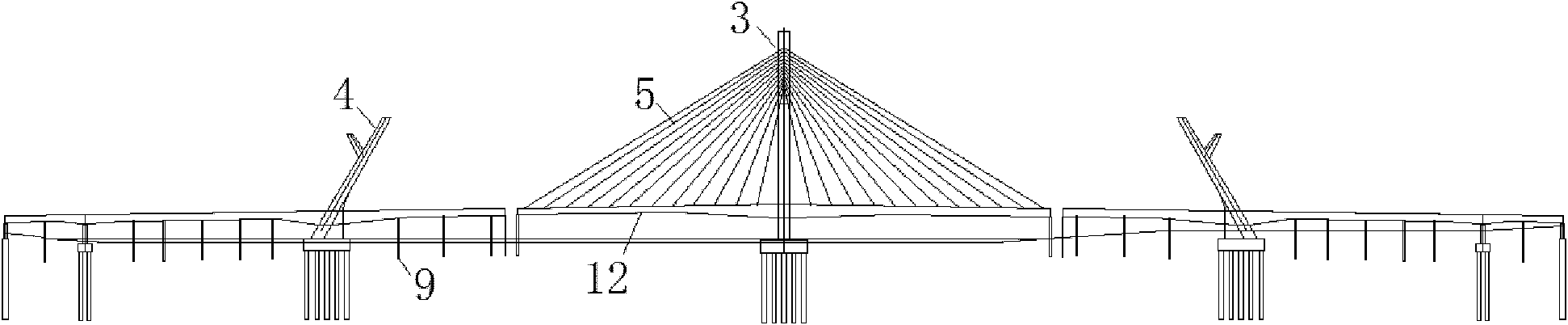 Electing method for side span overhang-middle span cable-stayed three-tower self-anchored type combination suspension bridge