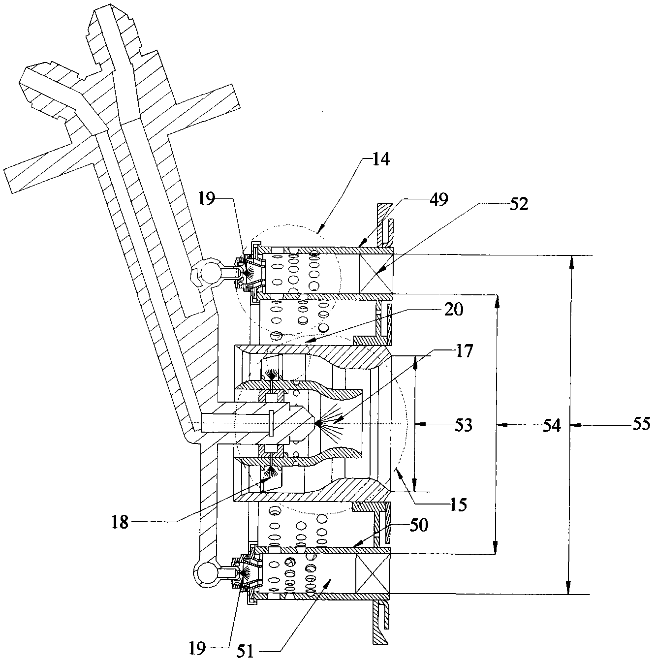 Low-pollution combustion chamber with premixed and pre-evaporated precombustion part