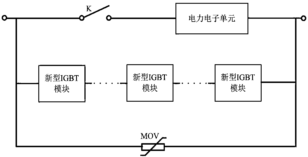 IGBT module-cascade unidirectional direct current breaker and application method thereof