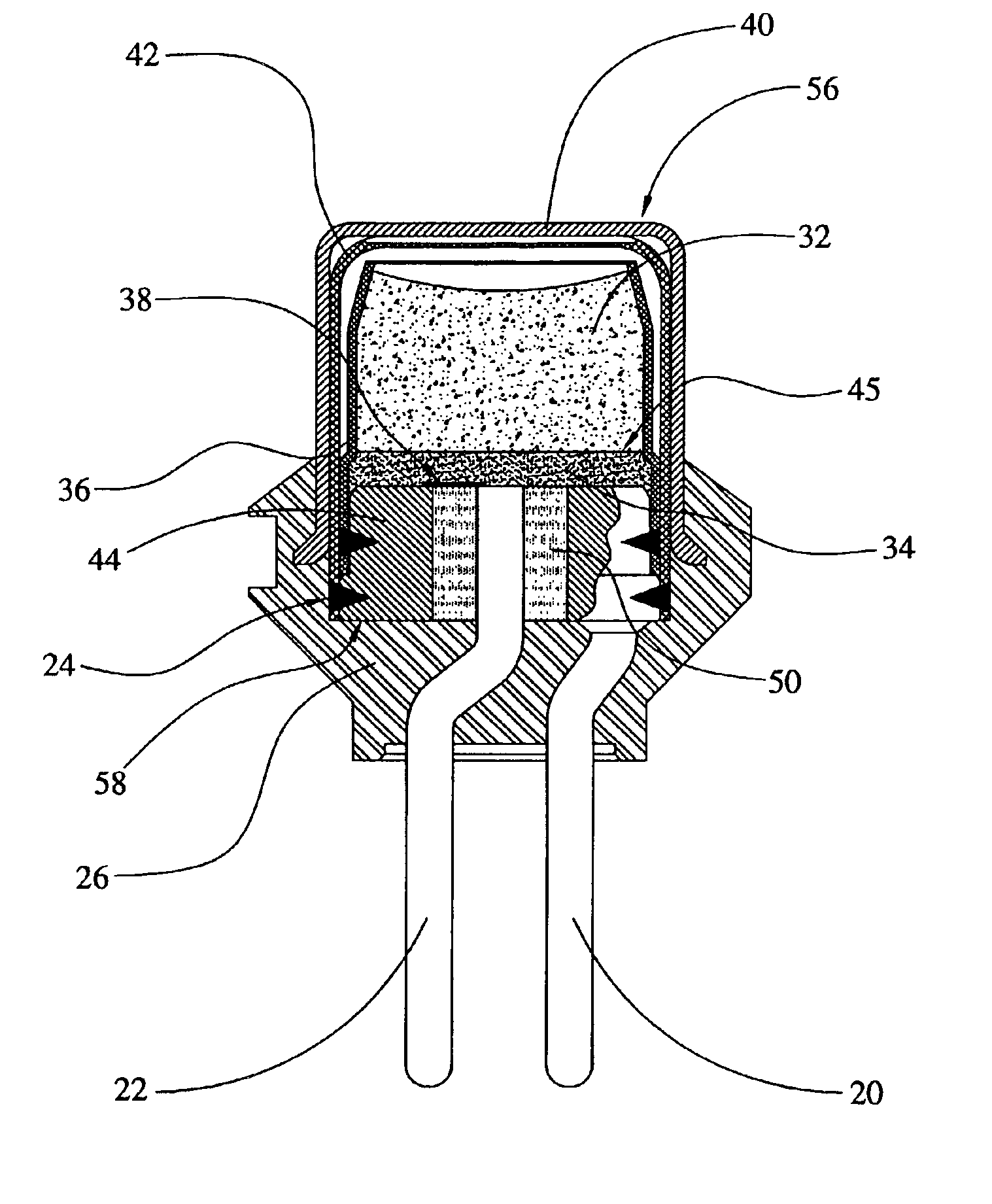 Initiator with a slip plane between an ignition charge and an output charge