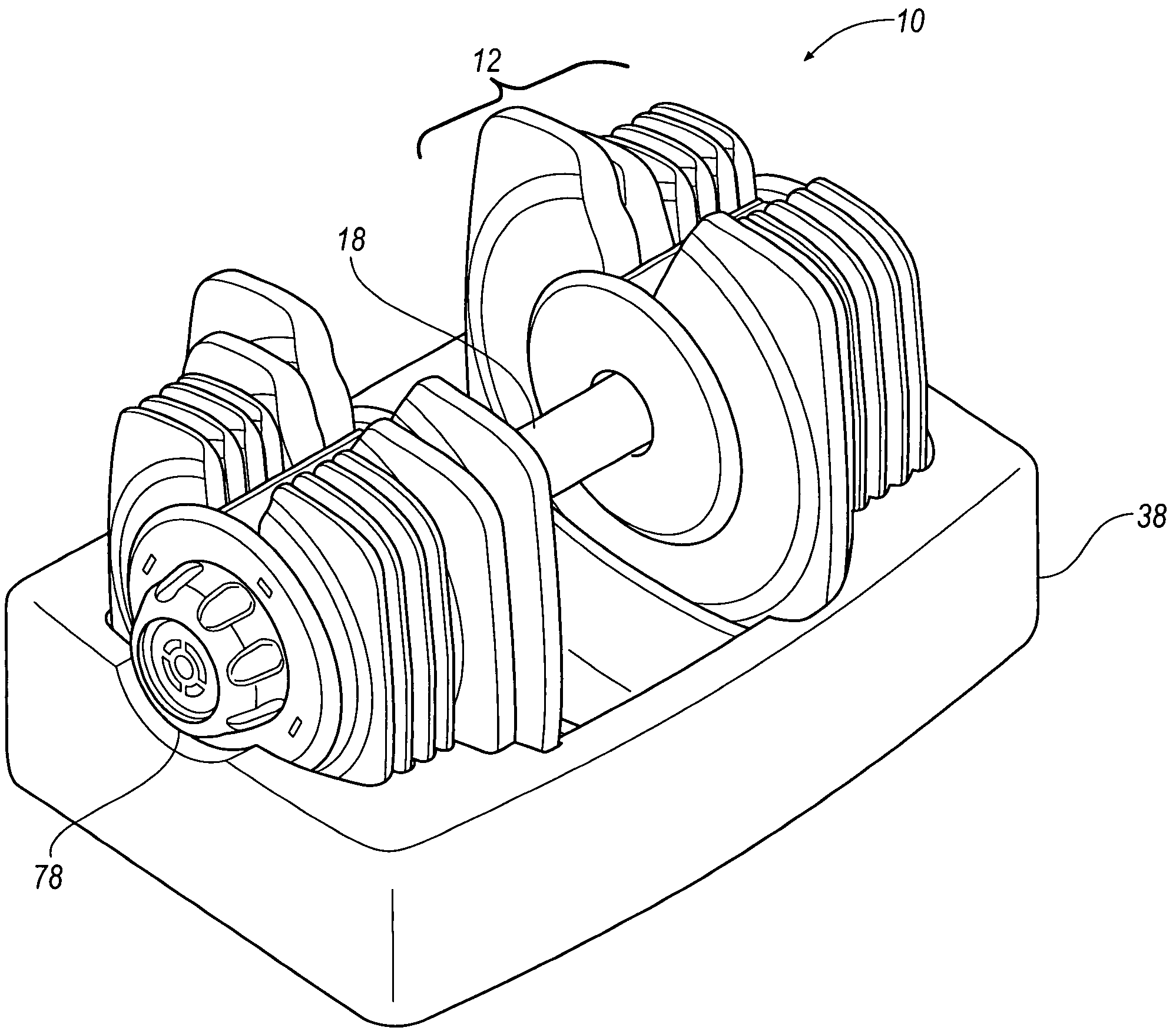 Weight-training apparatus having selectable weight plates