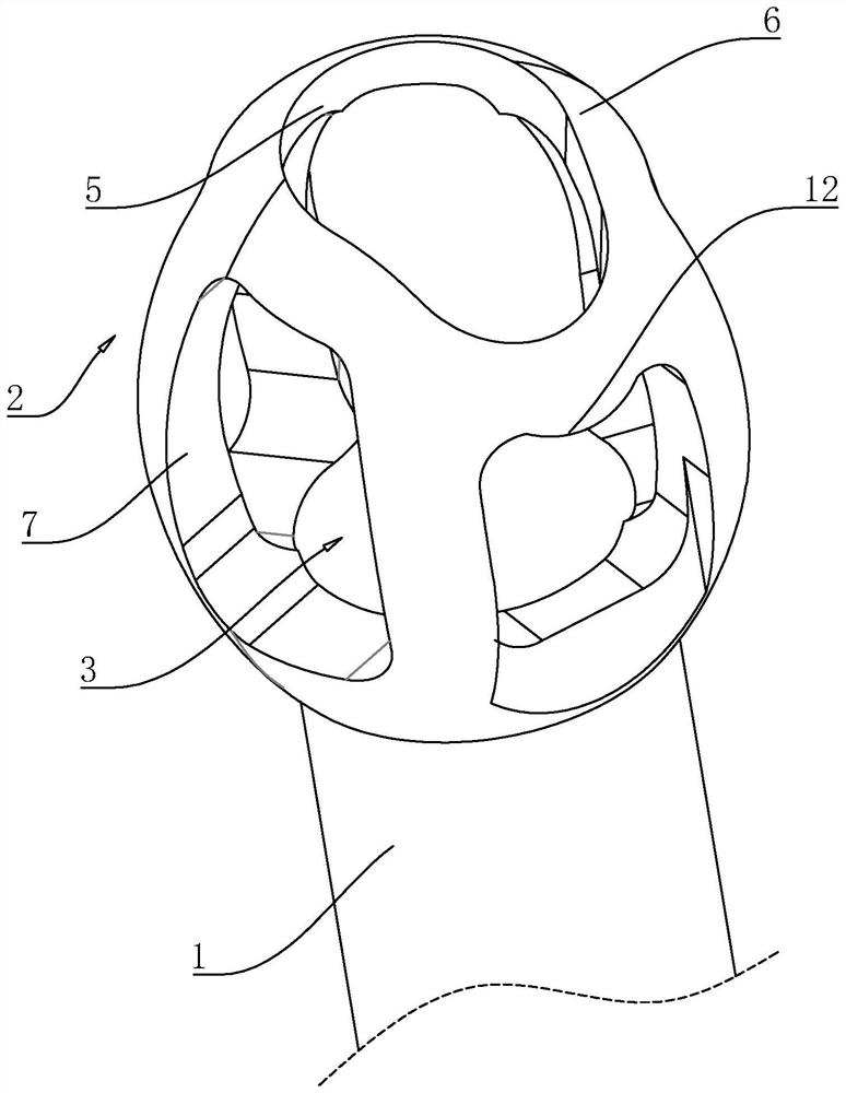 Ear cleaning head of hollow structure and ear cleaning device