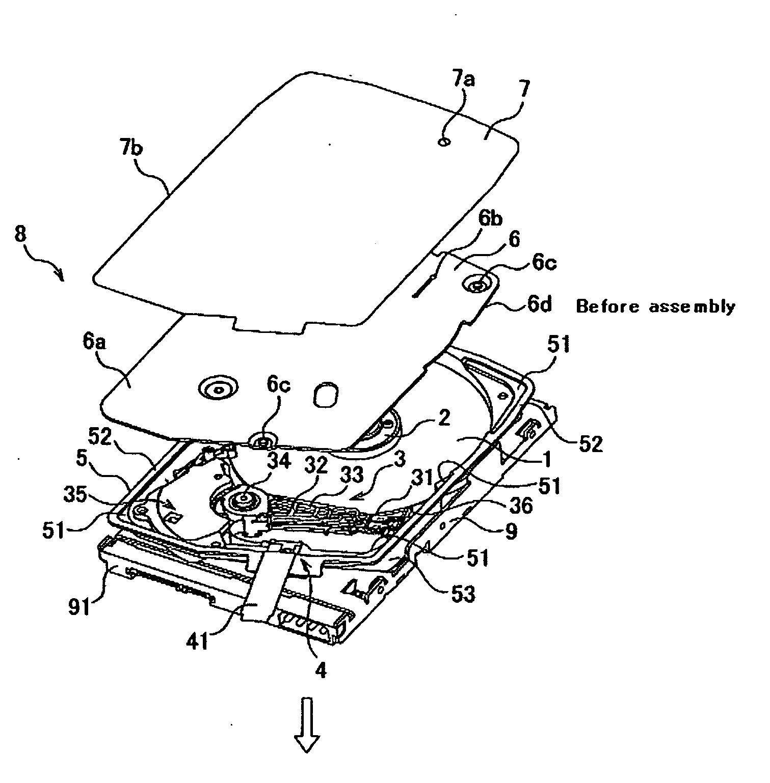 Magnetic disk drive with cover seal and method for fabricating same