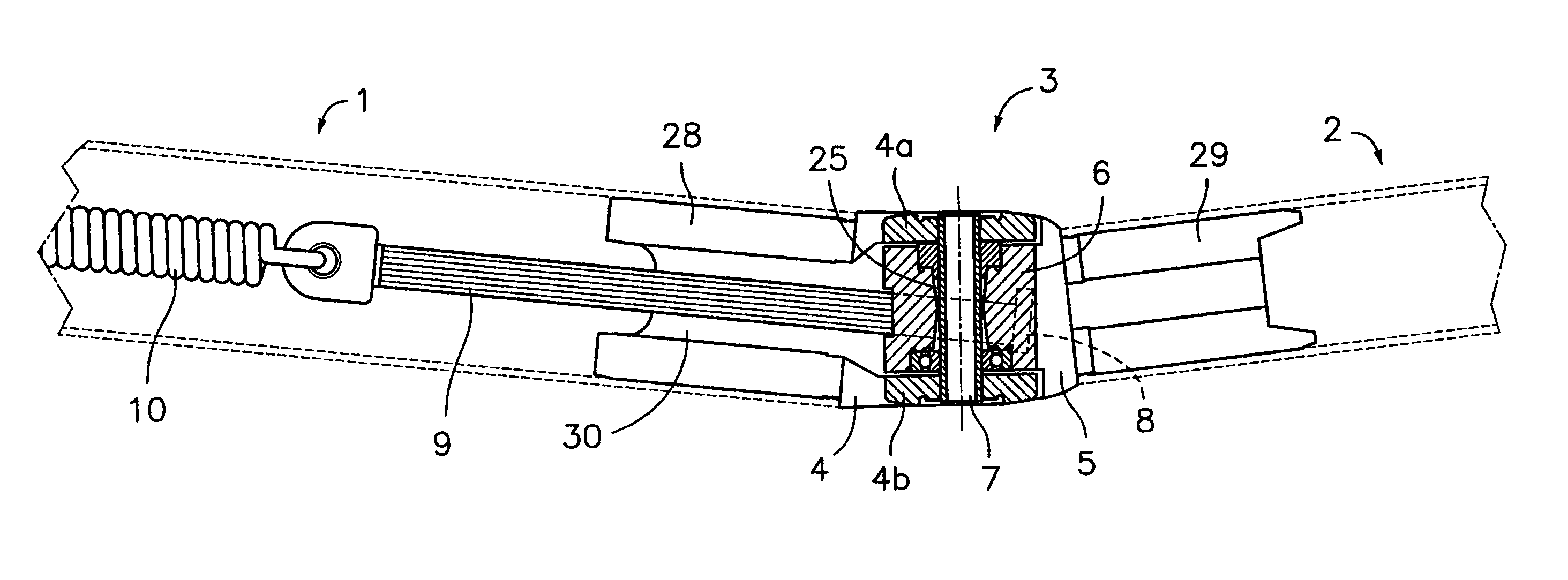 Articulation device for an awning elbow joint