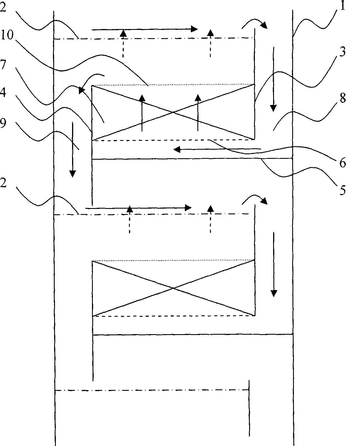 Reaction segment structure of catalytic distillation tower