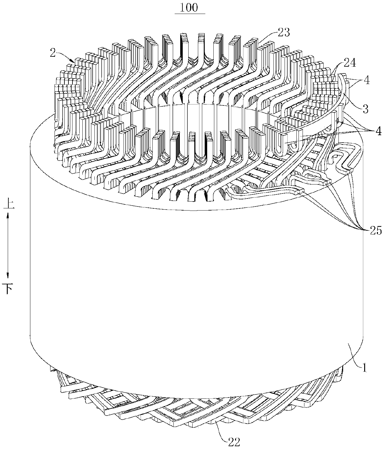 Stator assembly and motor with same, and vehicle