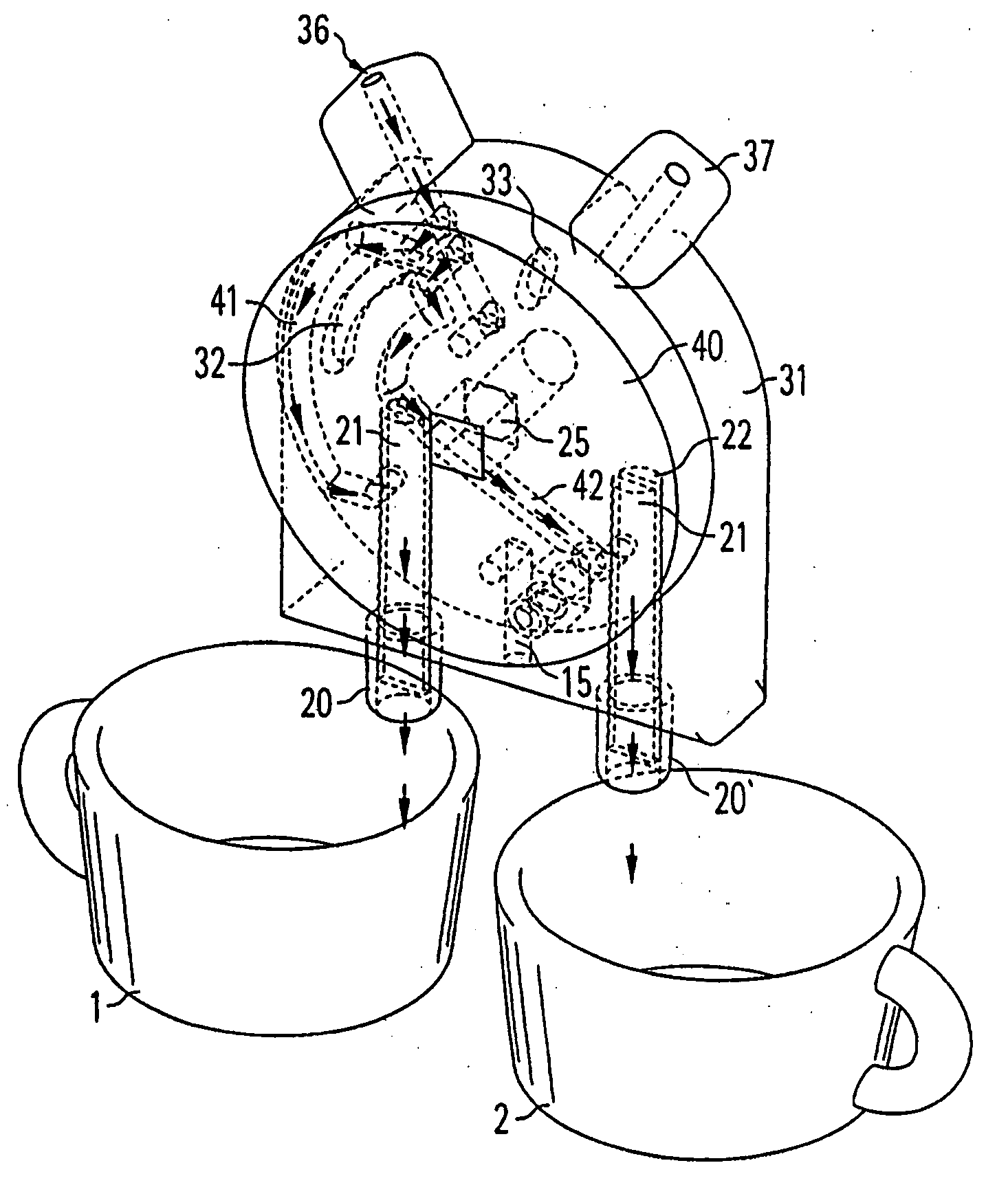 Dispensing device for drinks