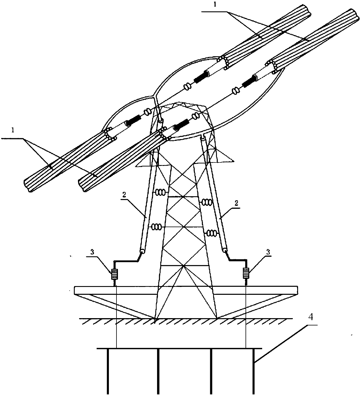 Method and device for suppressing overvoltage of iron tower head when lightning strike of transmission line