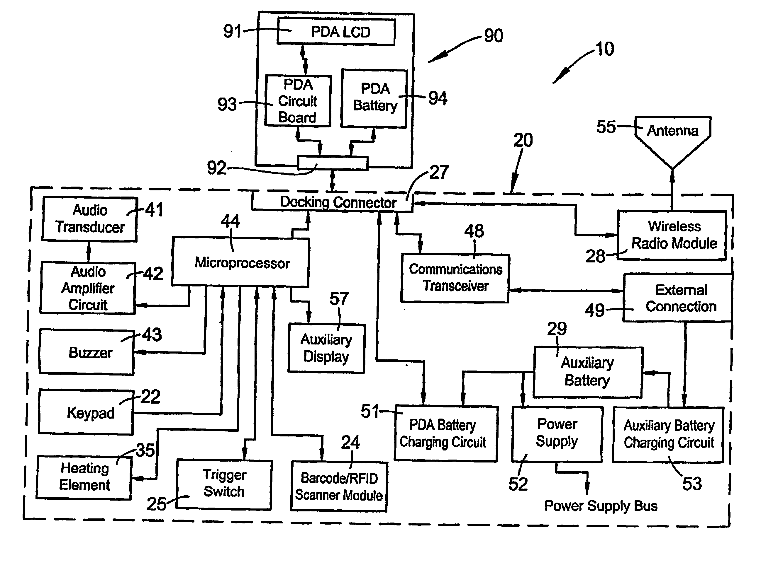 Portable data entry device with a detachable host pda