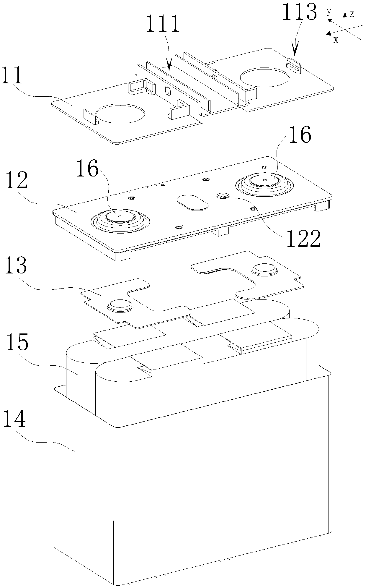 Top cover assembly for battery individual, battery individual and battery module