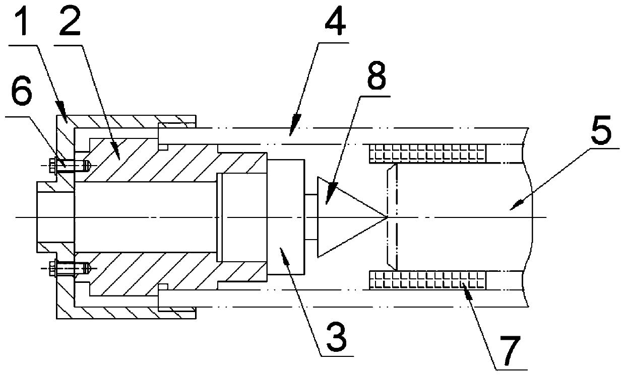 A spindle tail hole top device and method capable of expanding the clamping length of a lathe