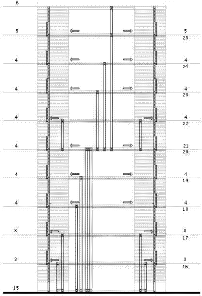 Outdoor platform evacuation system for vertical transportation trunk and branch conversion of high-rise building