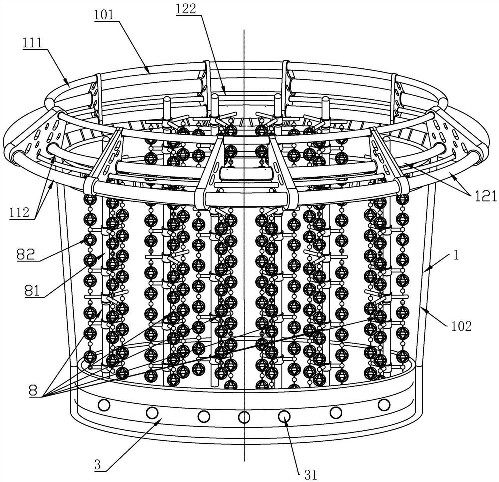 Putting-facilitating deep-sea aquaculture net cage for stichopus japonicus