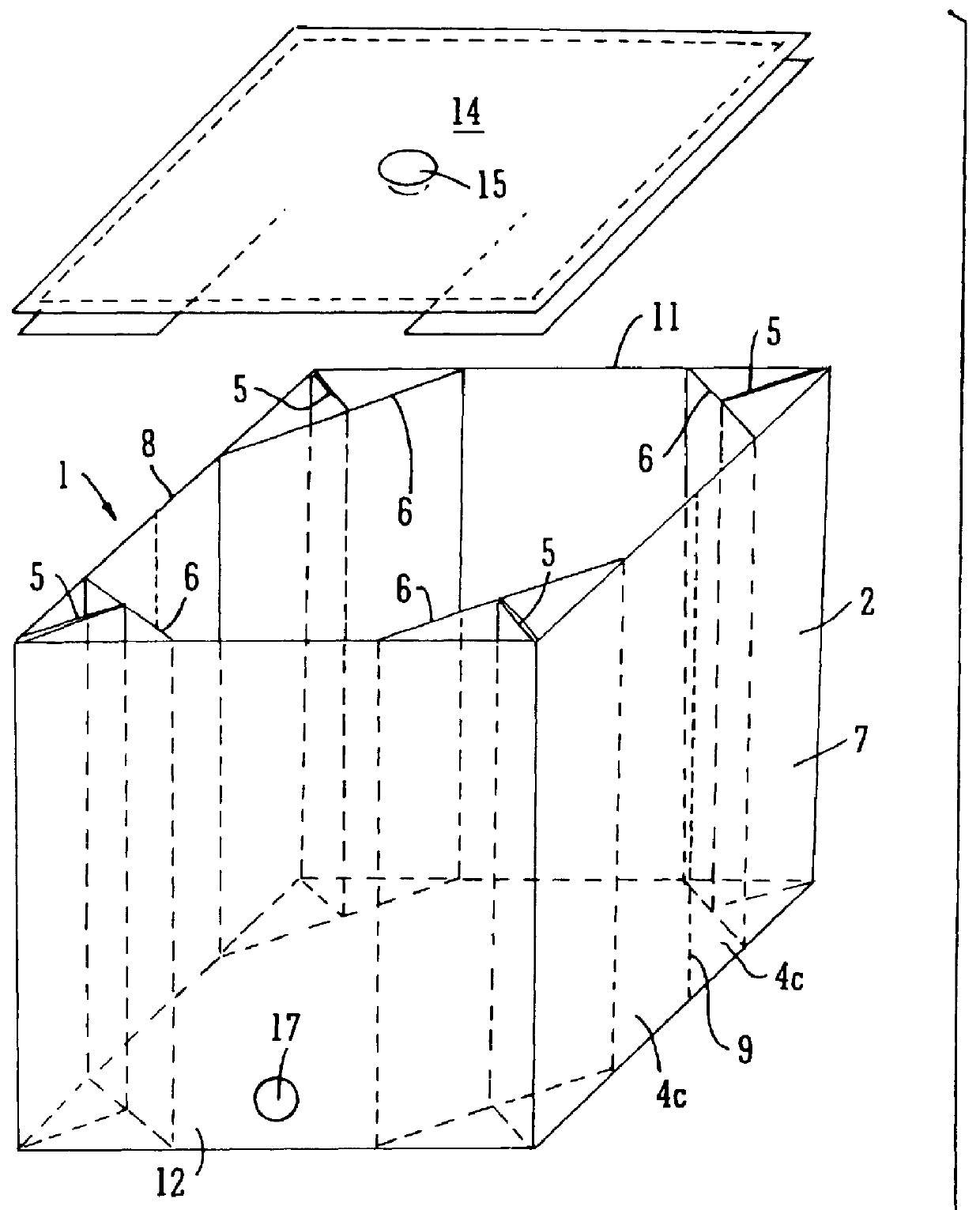 Flexible container for flowable materials