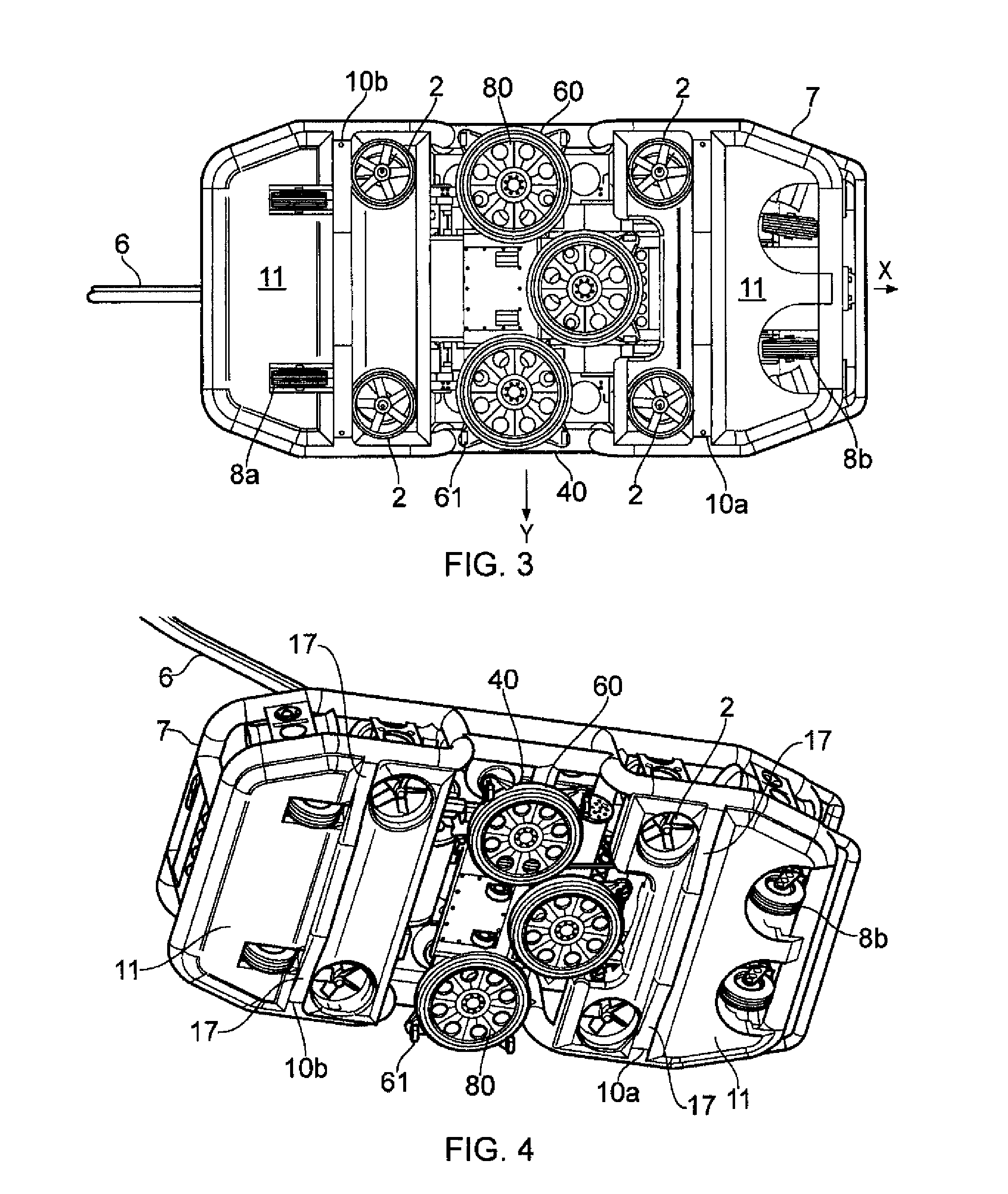 Surface-cleaning device and vehicle