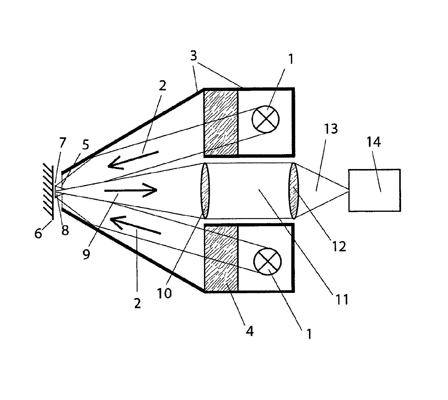 Device for the contactless and nondestructive testing of surfaces