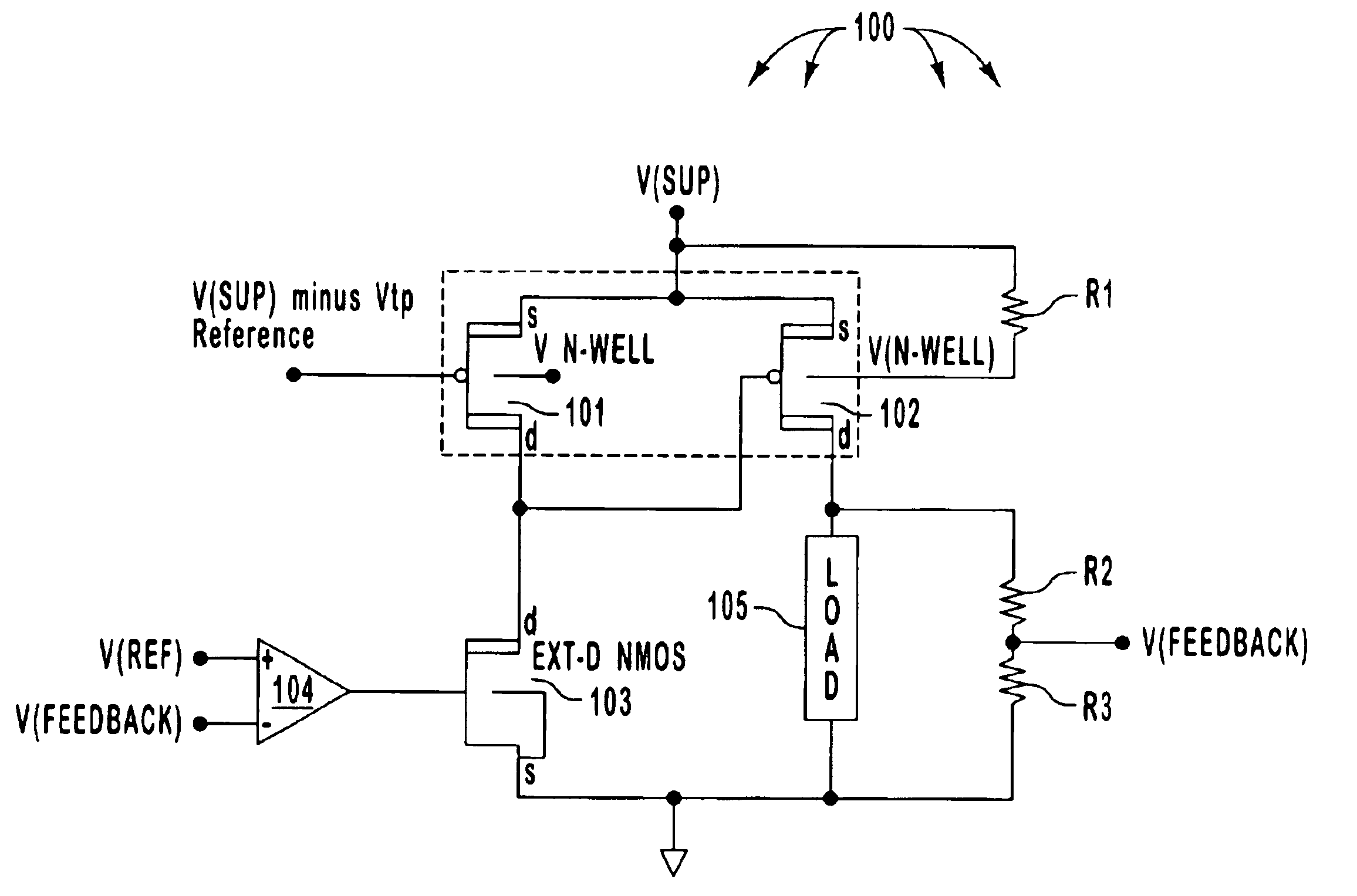 Double-sided extended drain field effect transistor, and integrated overvoltage and reverse voltage protection circuit that uses the same