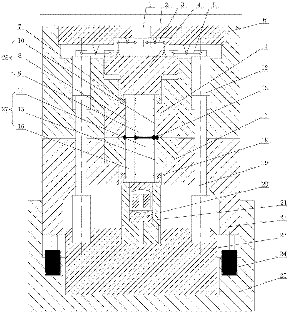 Connecting rod non-flash die forging closed die and forging process for the manufacture of key parts of automobile engines