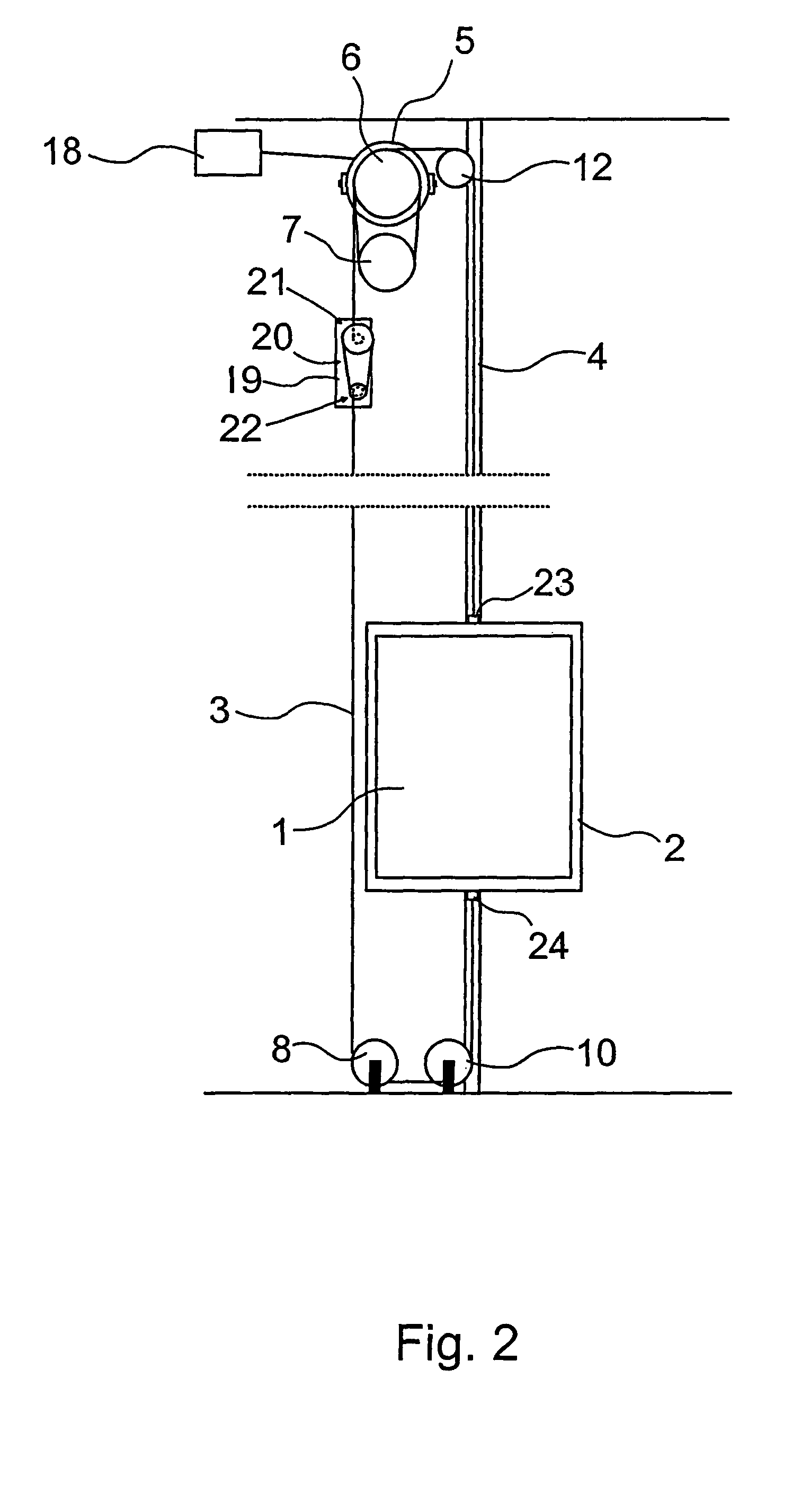 Arrangement for equalizing elevator rope force and elevator