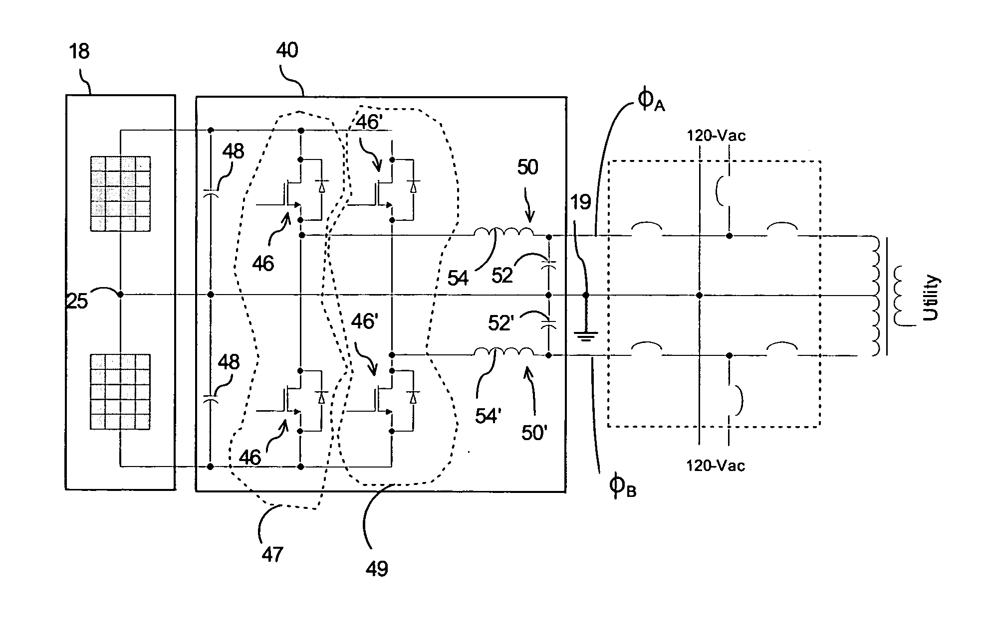 Transformerless power conversion in an inverter for a photovoltaic system