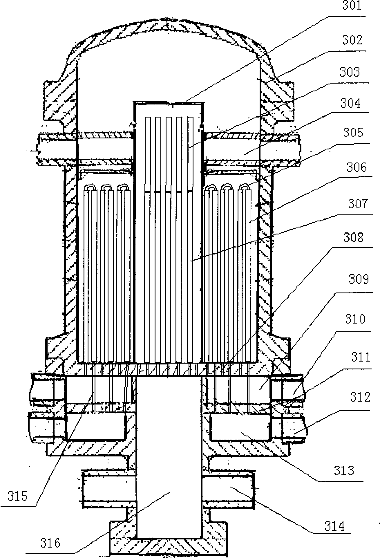 Stack core of water-cooling double-section breeding nuclear reactor as well as nuclear reactor using the same