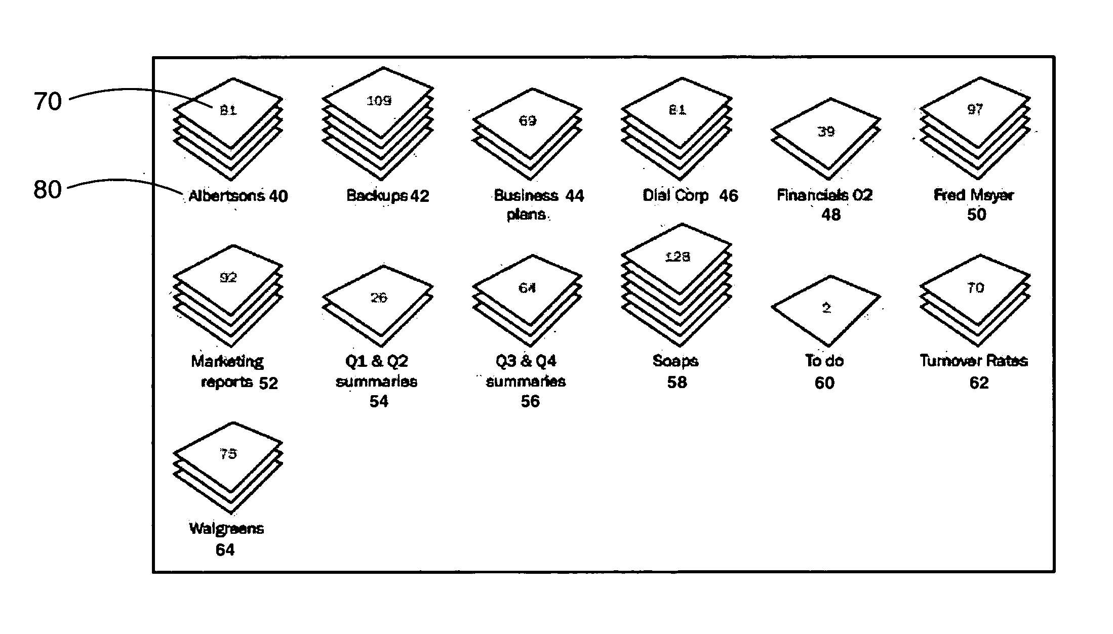 Stack icons representing multiple objects