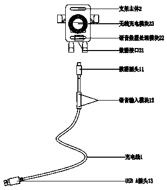 Intelligent voice vehicle-mounted bracket with microphones separated from body