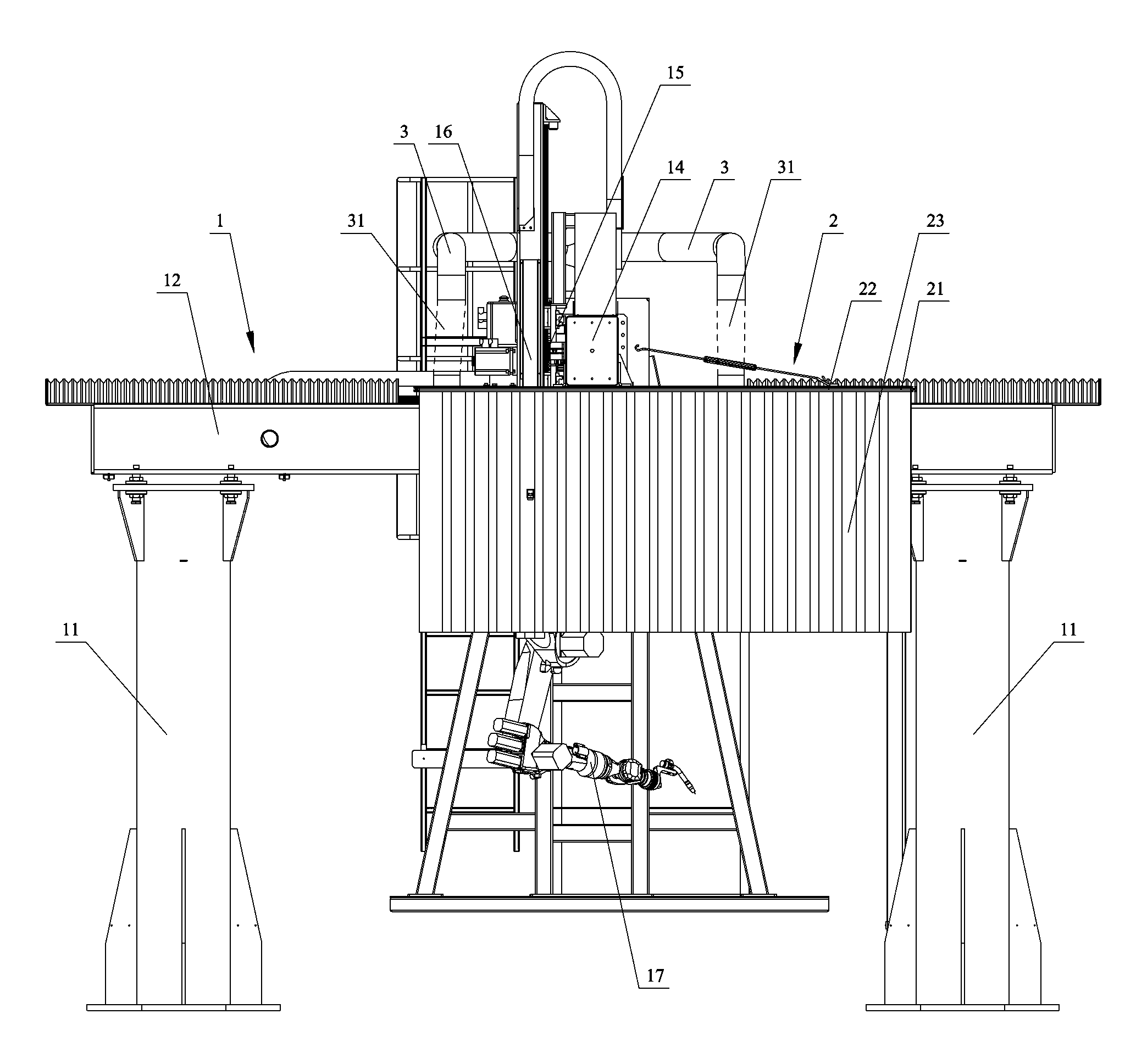 Fume welding and dust removing system for robot welding work station