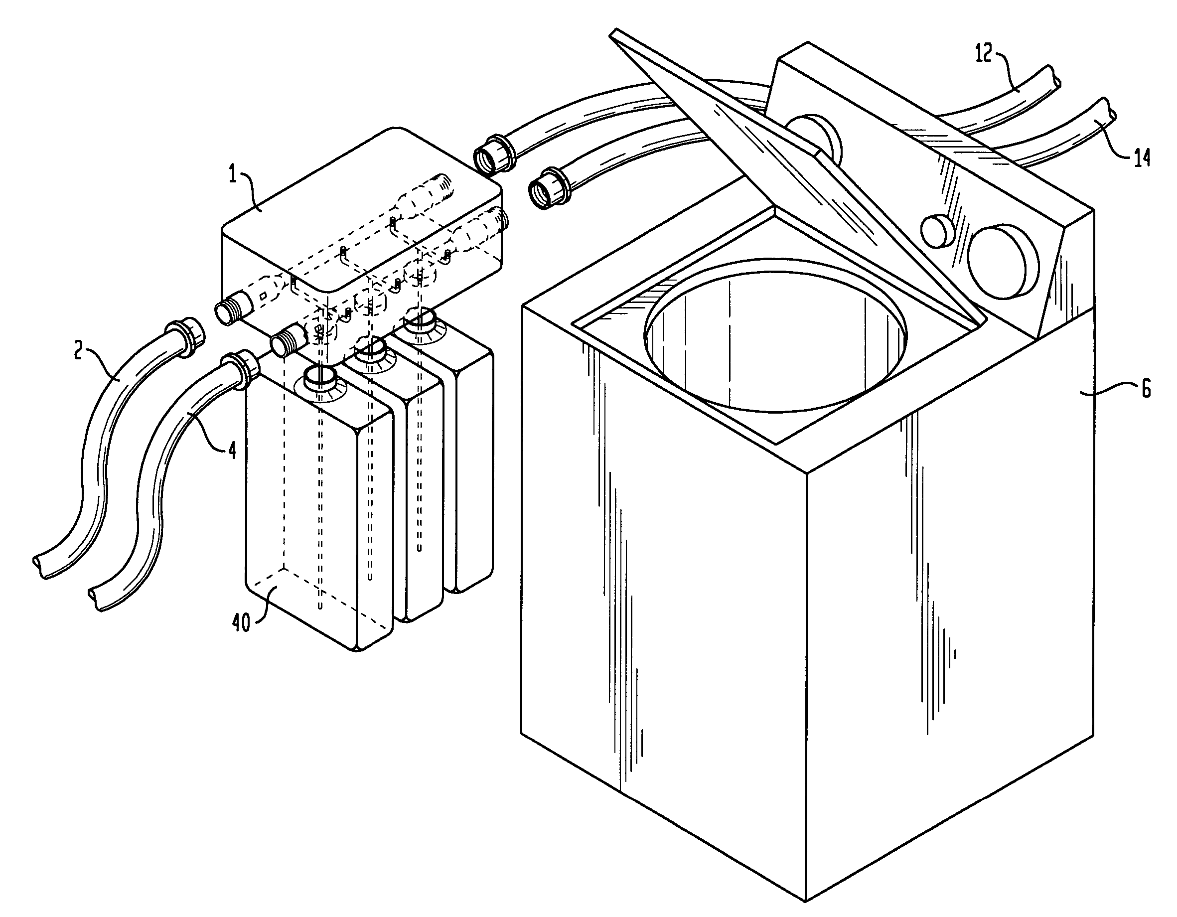 Automatic stand-alone dispensing device for laundry care composition