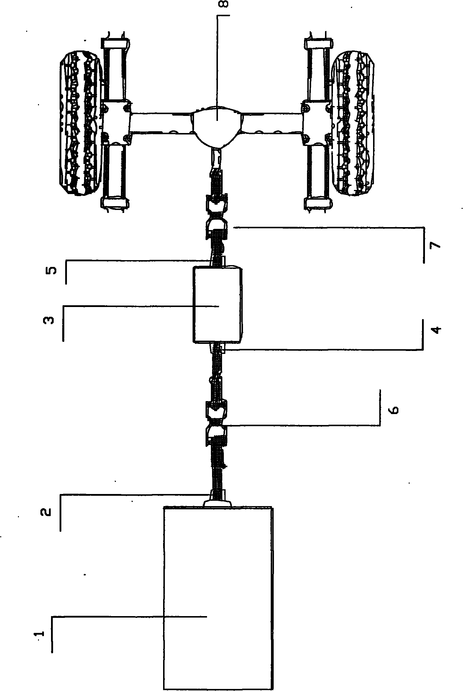 Indirect speed reducing device of transmission system of electric automobile