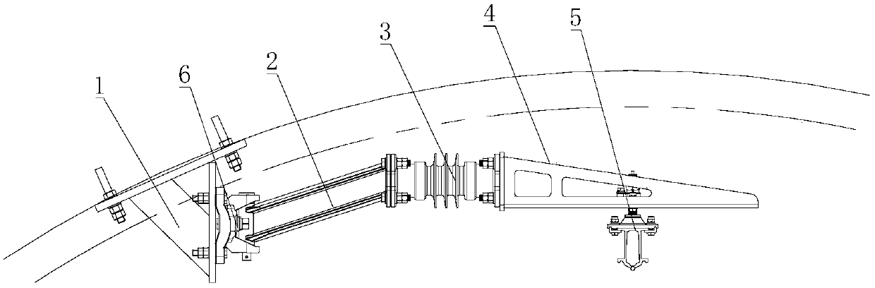 Low clearance tunnel rigid overhead line system cantilever supporting device