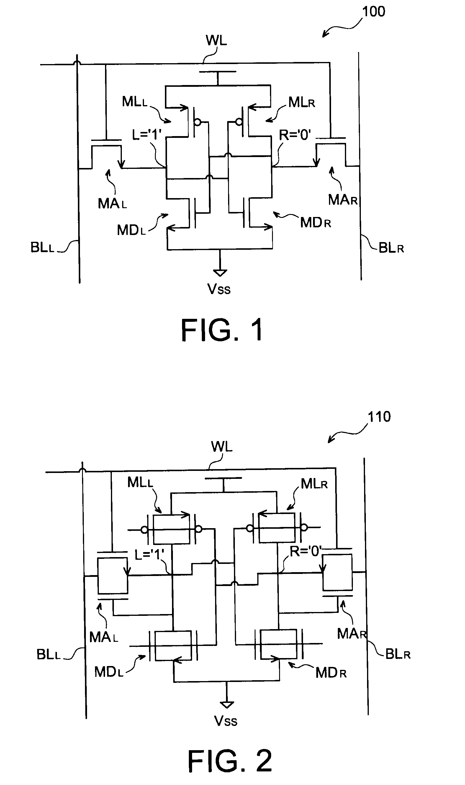 SRAM memory cell with double gate transistors provided with means to improve the write margin