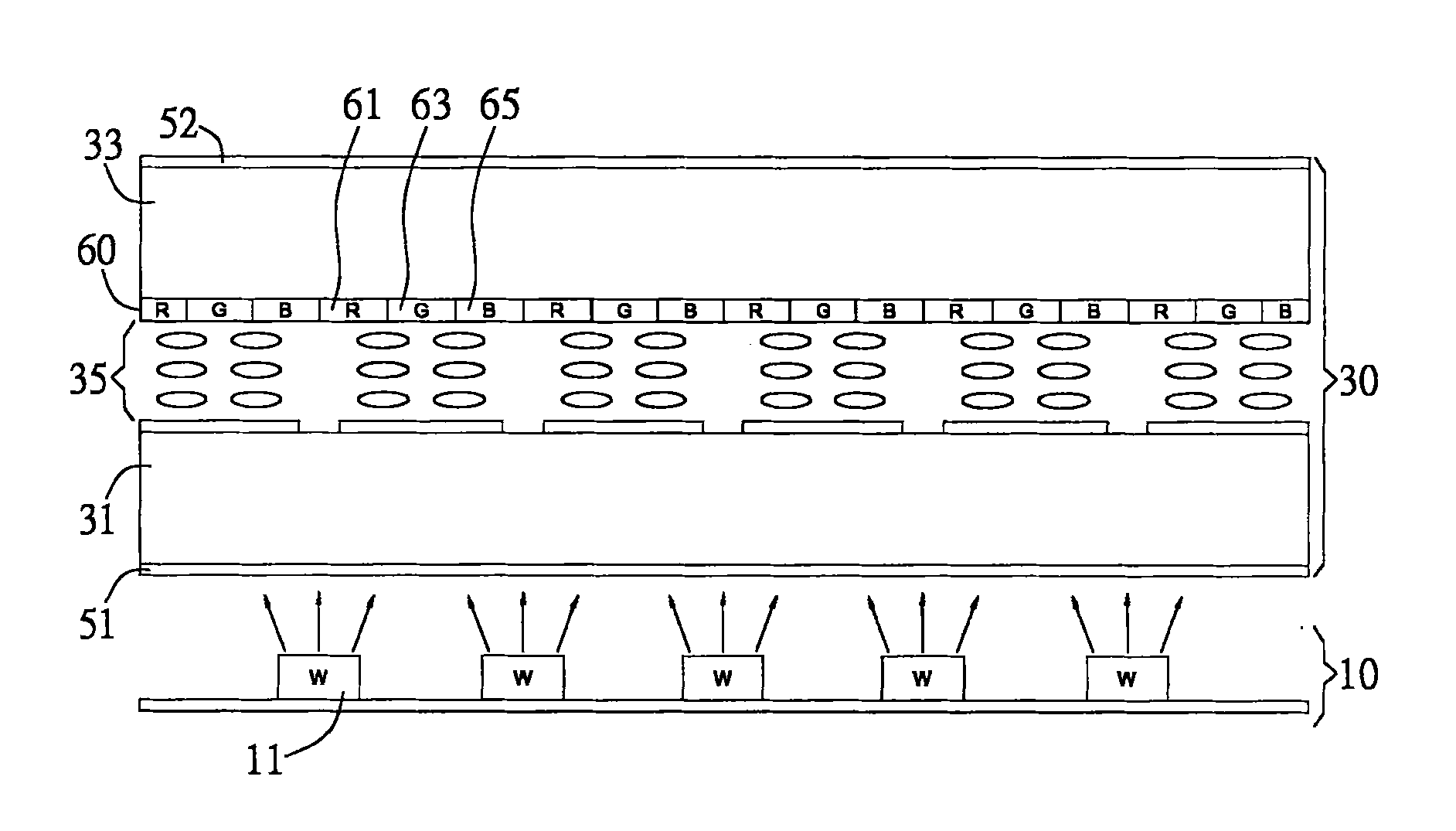 Display device, method for manufacturing same and light color adjusting and changing method